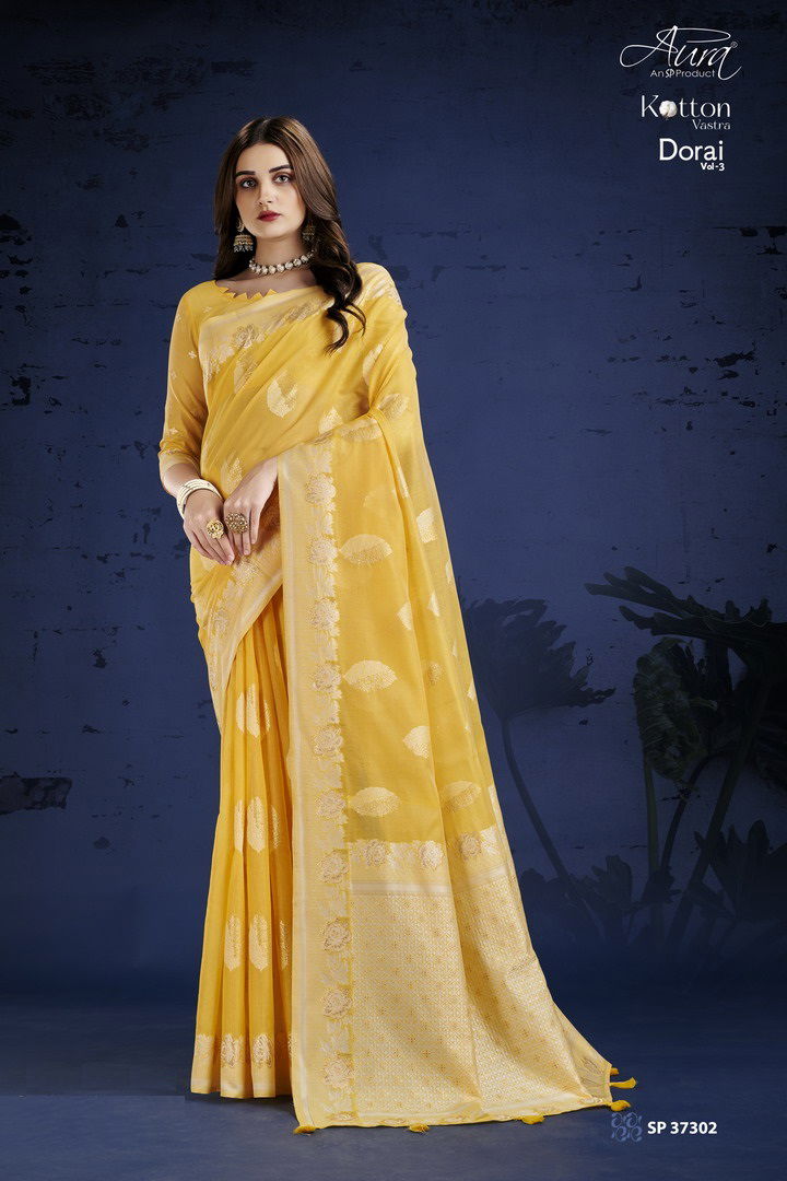 Aura Cotton Vastra Dorai Vol 3 Fancy Exclusive Wear Wholesale Designer Sarees
